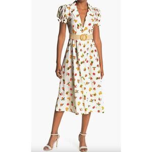 WeWoreWhat White Bella Fruit Belted Cotton-Blend Mini Dress Size S Small $295